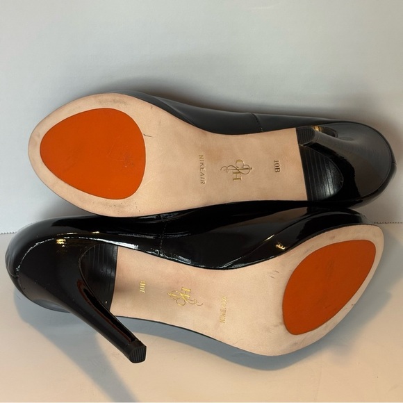Cole Haan Nike Air Black Patent Leather Peep Toe High Heel Pumps Size 10B - Picture 10 of 13